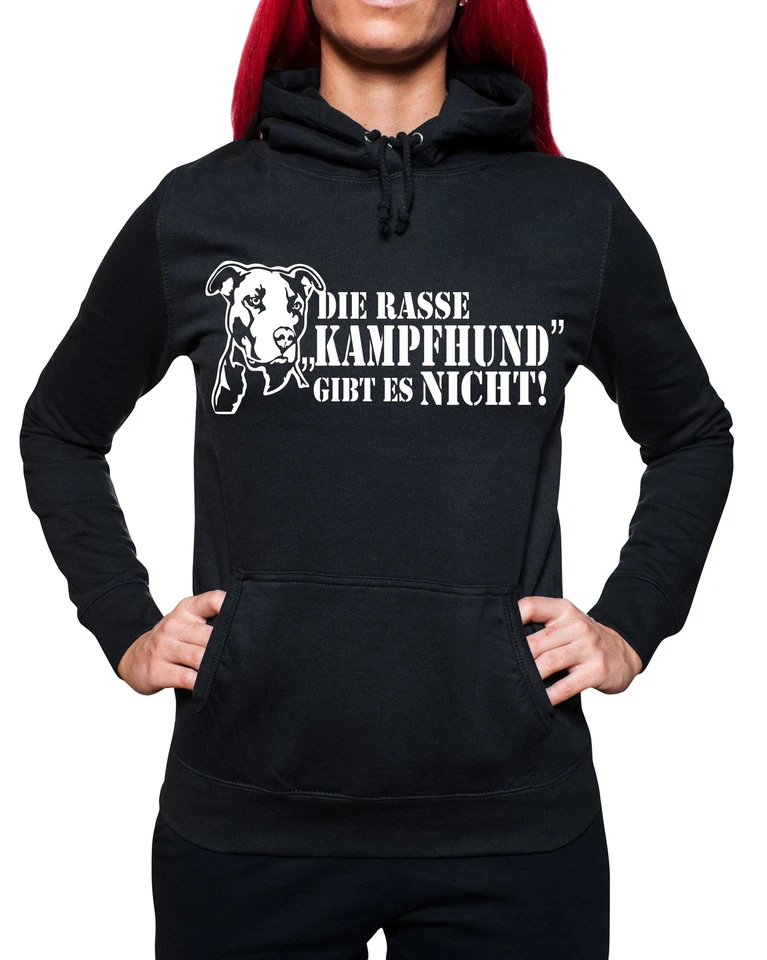 Rasse Kampfhund gibt es nicht Frauen Kapuzen-Sweatshirt Hoodie Kapu Hund neu  - Bild 1 von 1