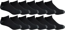 12 Pairs of Mens Cotton Ankle Socks, Now Show Athletic Socks - (12 Pack No Show)