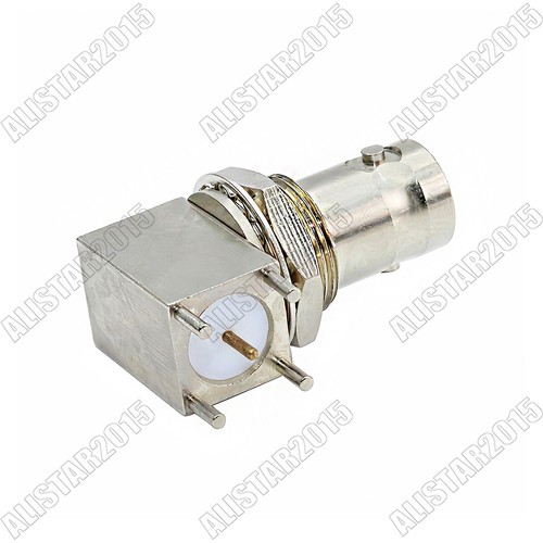 1x BNC Thru Hole Jack Female bulkhead right angle RA PCB Mount RF Coax Connector - Picture 3 of 5