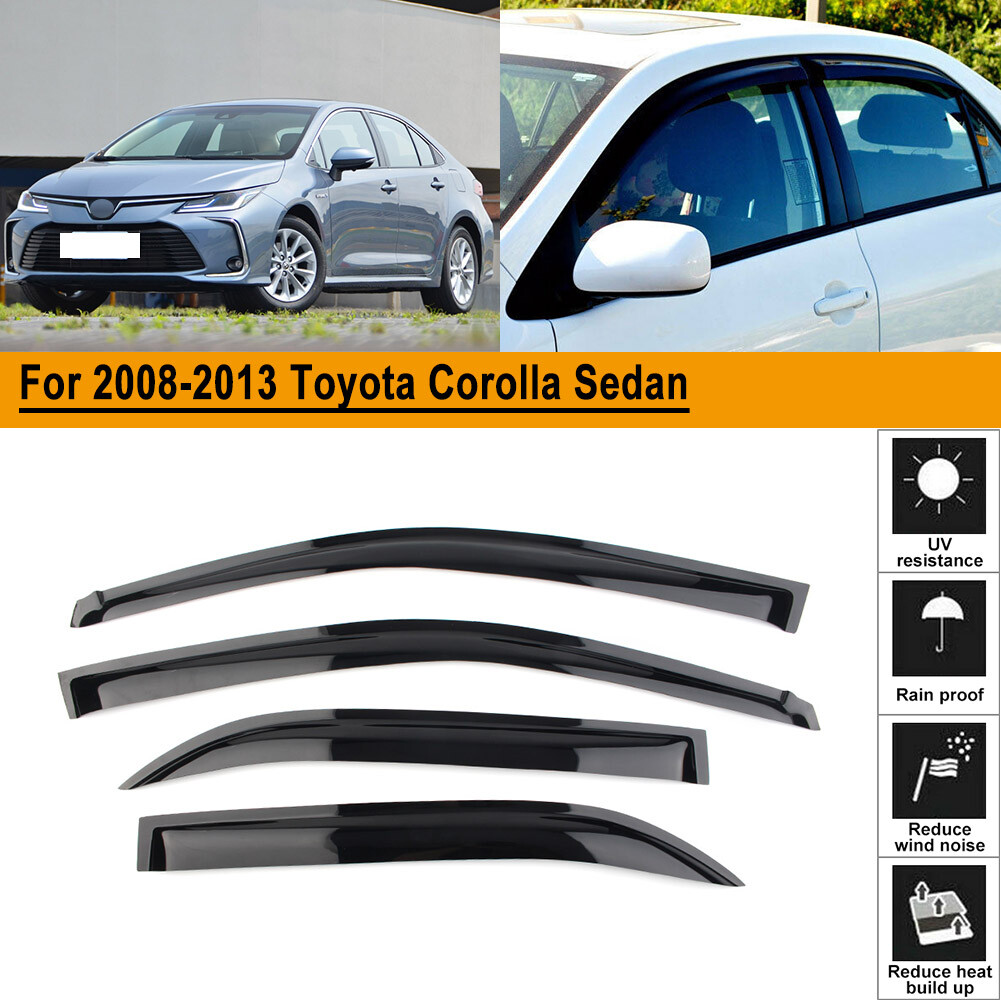 Window Deflector Side Visors Rain Vent Shade for Toyota Corolla Sedan 2008-2013