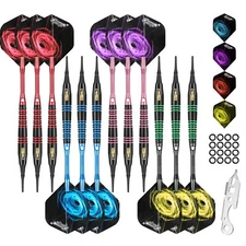 CyeeLife 12pcs 18g Soft Tip Darts Set +12 Alu Shafts+12 Flights+100 Tips+Tool