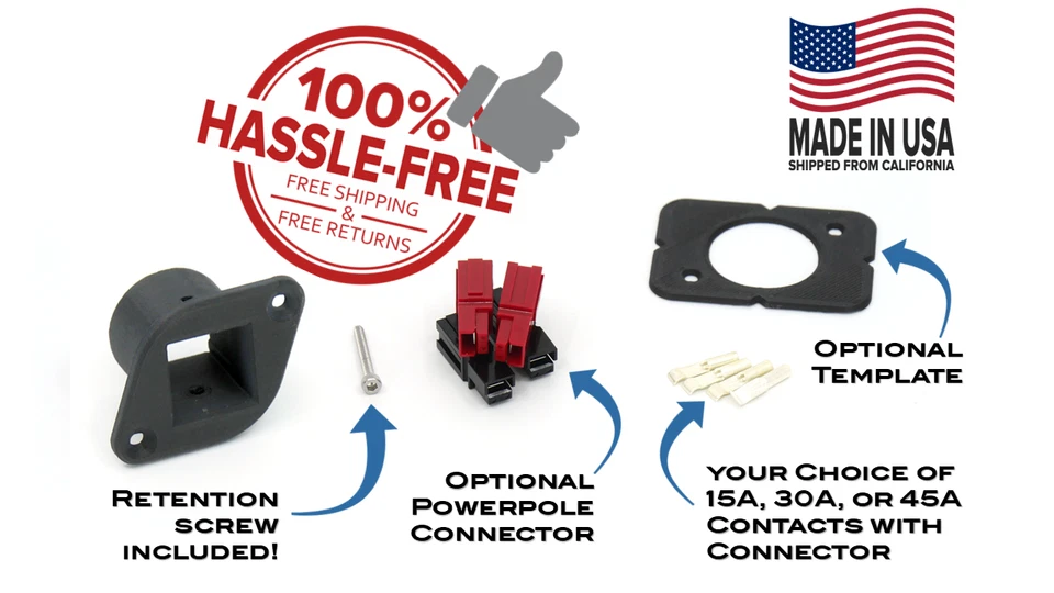 Quad 2x2 Panel Mount Adapter for Anderson Powerpole PP15/30/45, carbon composite - Image 3 of 4