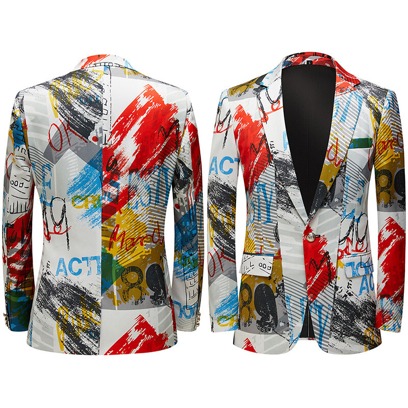 Halloween Anzug Herren Mit Totenkopf-Aufdruck - Grusel Blazer Für Partys