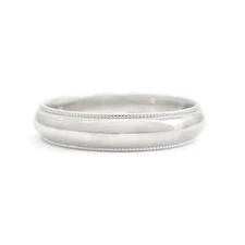 Men's Milgrain Edge Platinum Wedding Band Ring, Size 10.25, 4.5 mm