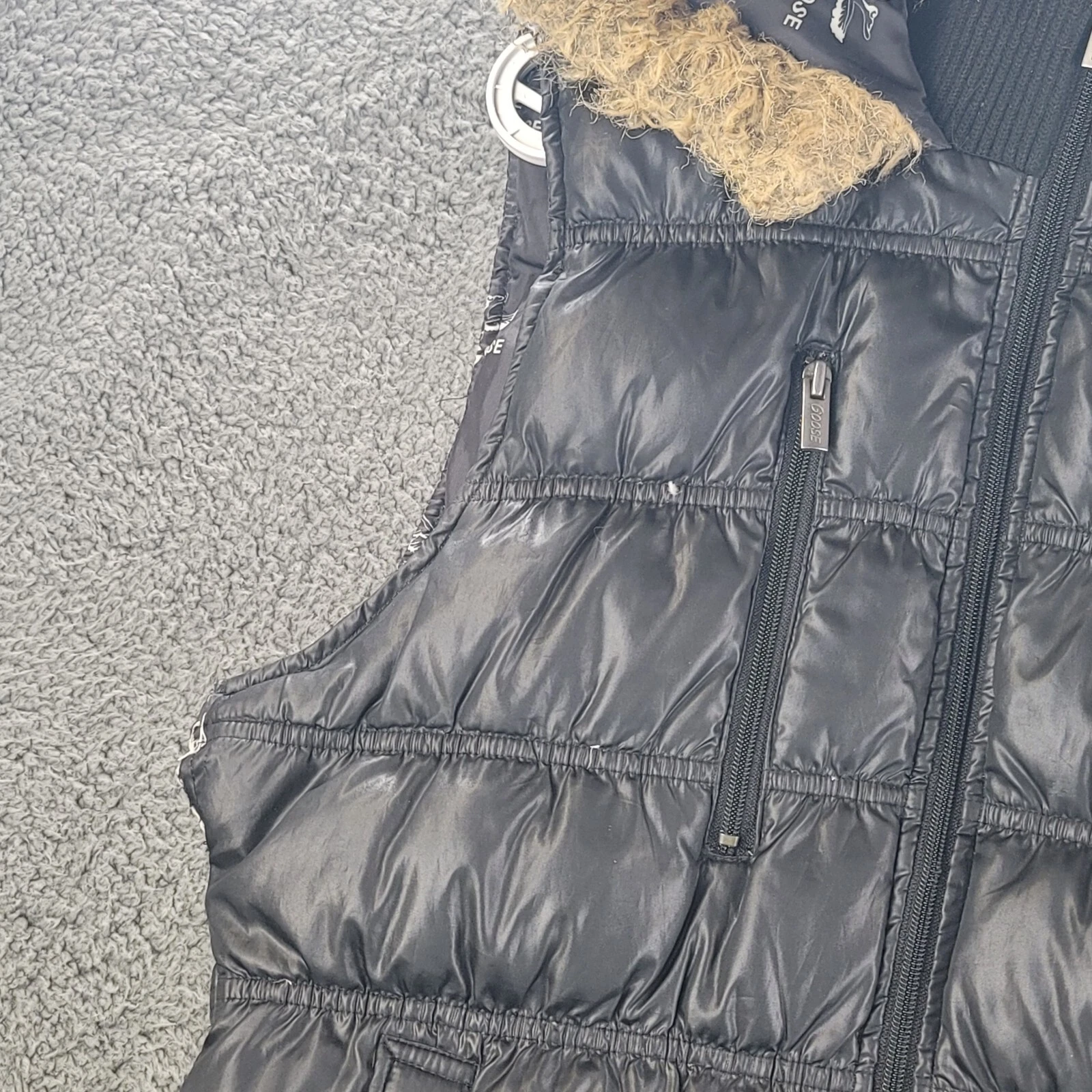 CANADA GOOSE Vintage Triple Fat Goose Puffer Vest nero donna grande piumino pelliccia cappuccio