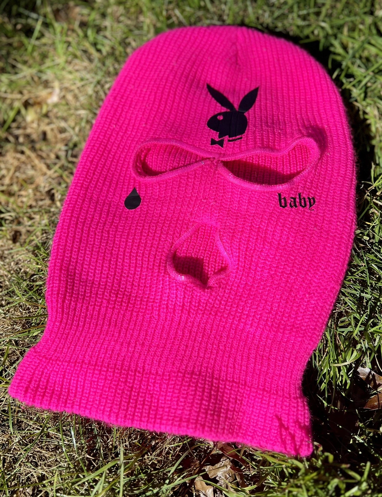 Vintage Playboy “Thug Life” Pink Ski Mask/One Of A Kind/One Size Fits All