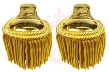 Gold Brass Bullion Shoulder Epaulettes with Heavy Fringe,Marching Band Epaulette