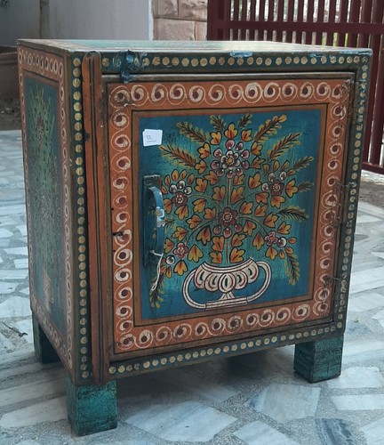 Vintage Hand Painted Iron Cabinet Cupboard Old Almirah New Painting Metal Shelf