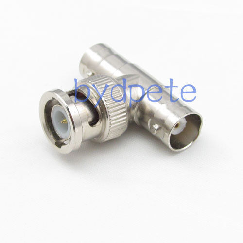 T type 1 one BNC male plug to 2 two BNC female jack RF connector adapter