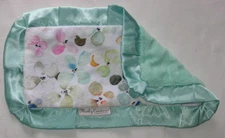 Minky Couture Security Blanket Baby Lovey Plush Green Floral Satin Ruffle