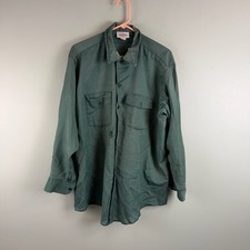 Vintage 90s Dickies Work Shirt USA Made Green Button Up 17 17.5 X 33 Distressed
