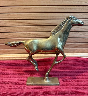 Vintage Solid Brass Running Horse On Stand - 6.25'' Tall, 7.25'' Long