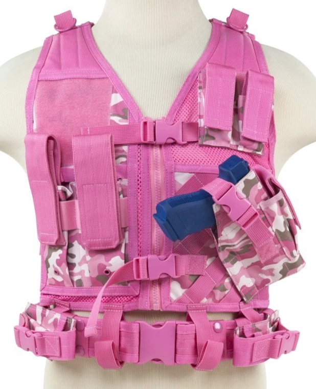 VISM 拉链战术背心套装步枪/手枪狩猎射击 XSM-SMALL 粉色迷彩 — 第 4/4 张图片