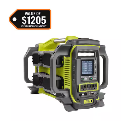 #ad RYOBI ONE Power Station Battery Inverter 18V 1800 Watt with 4 4.0AH Batteries $674.99
