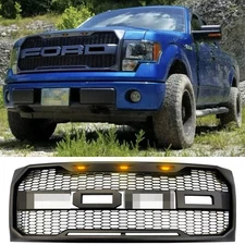 Raptor Style Look Front Grille Grill for 09-14 Ford F150 Upper Grille Matt Black