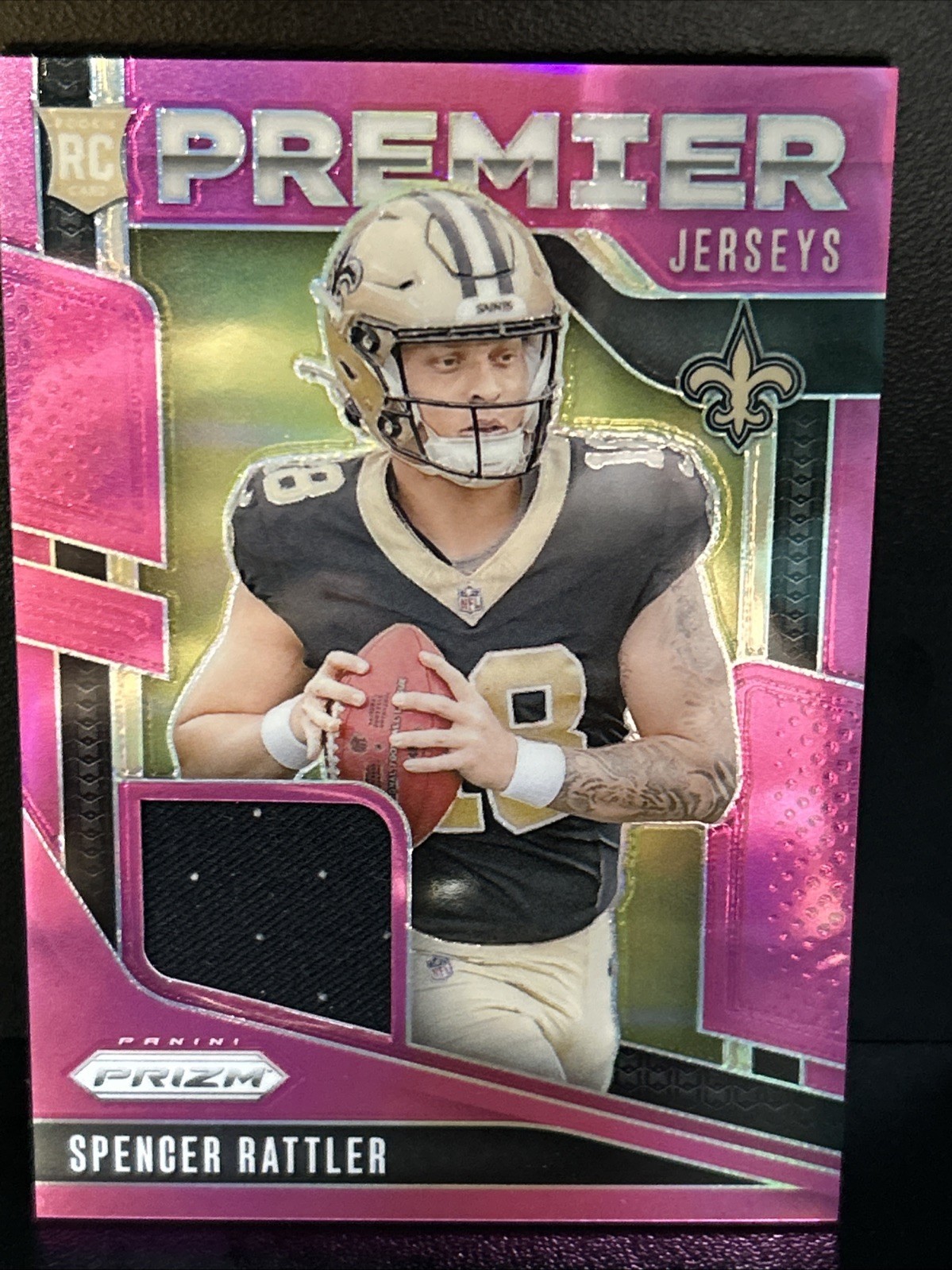 2024 Panini Prizm - Premier Jerseys Spencer Rattler #PJ-SRR Pink Prizm (MEM, RC)