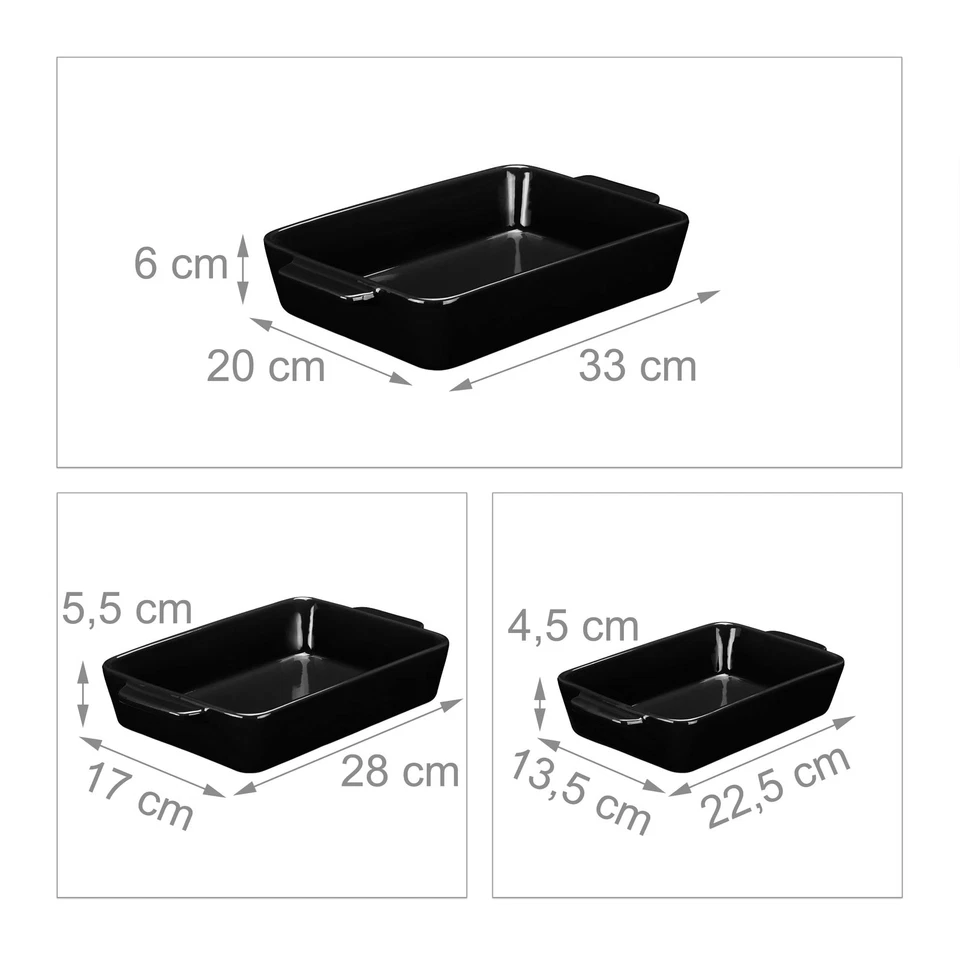 Auflaufform Set Keramik 3 Größen eckig Ofenform für Lasagne Gratin Tiramisu s... - Bild 4 von 4