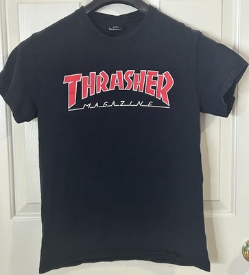 Y2K Thrasher Magazine Vintage T-Shirt Black Men s Small Red Logo Spell Out