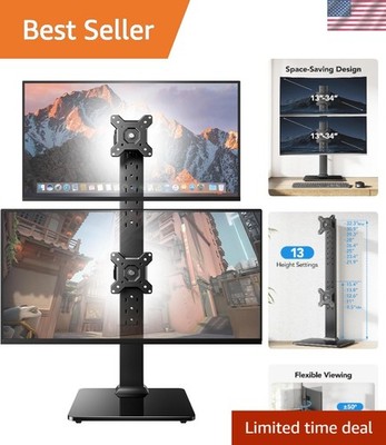 Dual Monitor Stand Vertical Stack Screen Free-Standing Monitor Riser Fits Two...