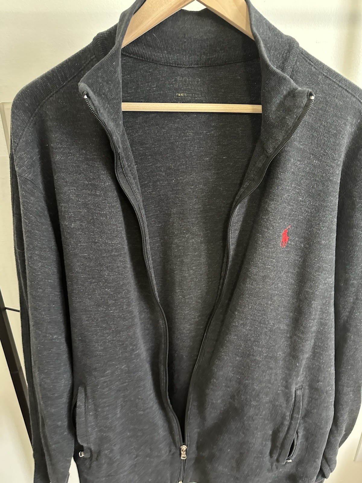 Polo Ralph Lauren Performance giacca pile full zip grigio taglia XL rosso pony