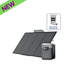 QTY 2 EcoFlow DELTA Pro Power Station + 400W Solar Panel + Transfer Switch 306A1