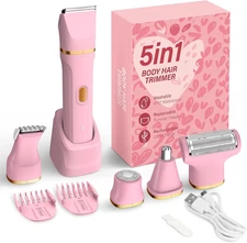 KINGTEE 5-in-1 Electric Bikini Trimmer for Women – IPX7 Waterproof Shaver, Cordl