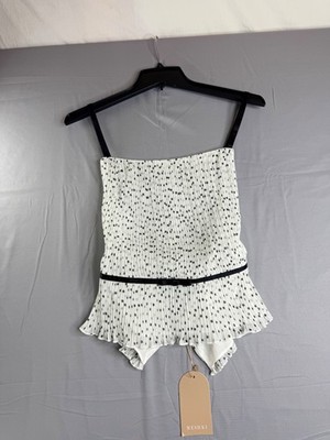 NWT Meshki Lilou Pleated Sleeveless Top   Polka Dot   Size Small   Open Back