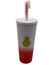NEW THE GRINCH 24 OZ TUMBLER WITH LID AND STRAW FREE SHIP