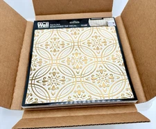 24 pk Peel and Stick Wallpaper Tiles 8” x 8” Metallic Gold
