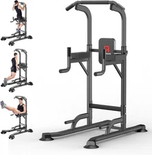 Power Tower Adjustable Height Pull Up & Dip Station Multi-Function Home Strength