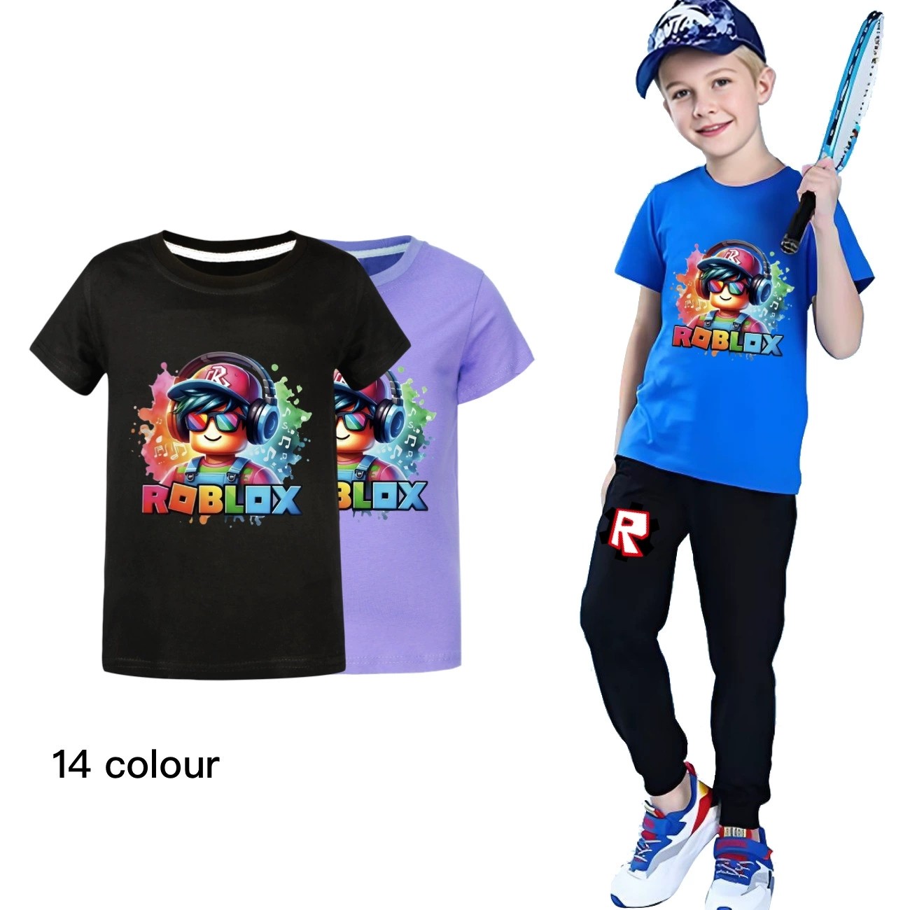 Boys Girls Rob Lox Characters T-shirts Kids Fun Gaming Inspired Cotton Top Tee image 4