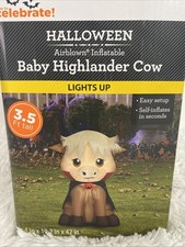 Halloween Baby Highlander Cow Airblowin Inflatable Lights Yard Decor Holiday 3.5