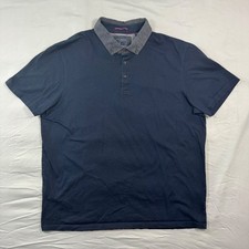 Ted Baker London Mens JEFNOR Navy Blue Contrast Collar Cotton Polo Shirt 6 XXL 