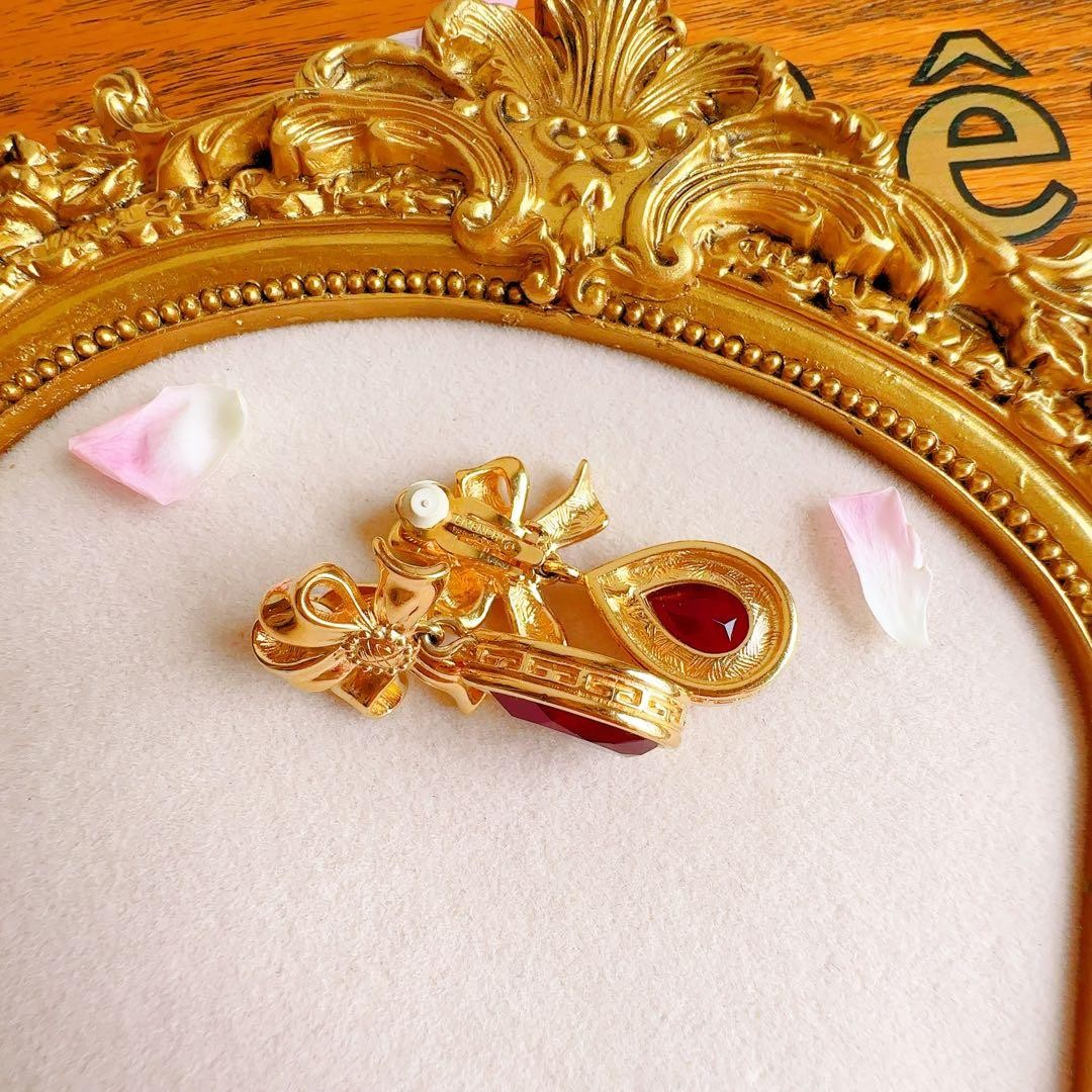 Givenchy Vintage Ruby Red Large Ribbon Earrings, … - image 5