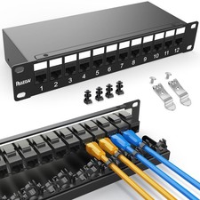 Patch Panel 12 Port  EC Listed  10Gbps Cat6A Ethernet Network Patch Panel with...