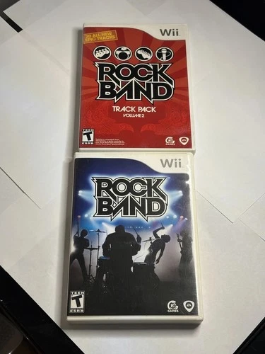 Rock Band & Rock Band Track Pack Vol. 2 (Nintendo Wii)  COMPLETE w/ Case, Manual