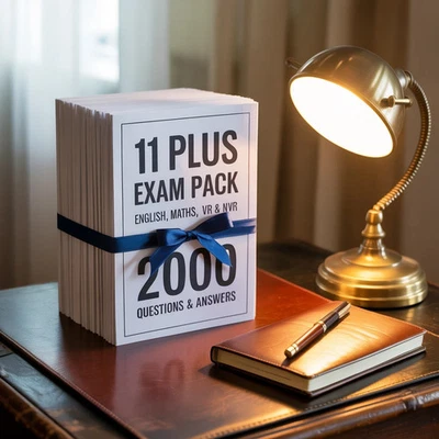 11+ PLUS ELEVEN PLUS EXAM TEST PAPERS MATHS ENGLISH VR NVR - 2000 QUESTIONS