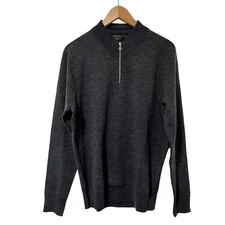 G/Fore Mens Wool Blend 1/4 Zip Mock Neck Sweater Size S Gray Golf Preppy NEW