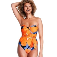 NWT Tabita Brown Multi Colored Mid Cut Medium Coverage Bathing Suit Large 12-14