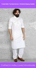 Mens Kurta White Color Homewear Shirts Top Shirt Solid Kurta Mens Wear