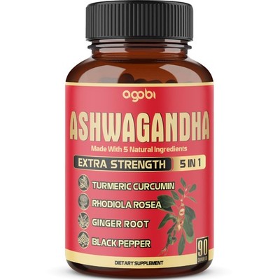 Ashwagandha Capsules 90ct with Turmeric Ginger Rhodiola Black Pepper