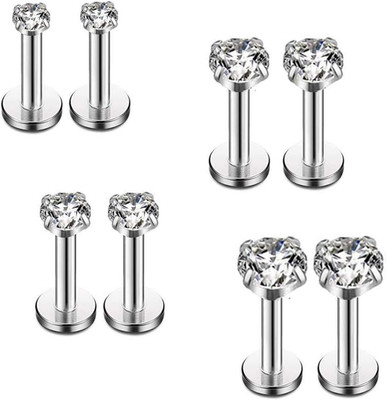 16G Diamond CZ Lip Rings Labret Monroe Nose Tragus Helix Ear Piercing Jewelry Su