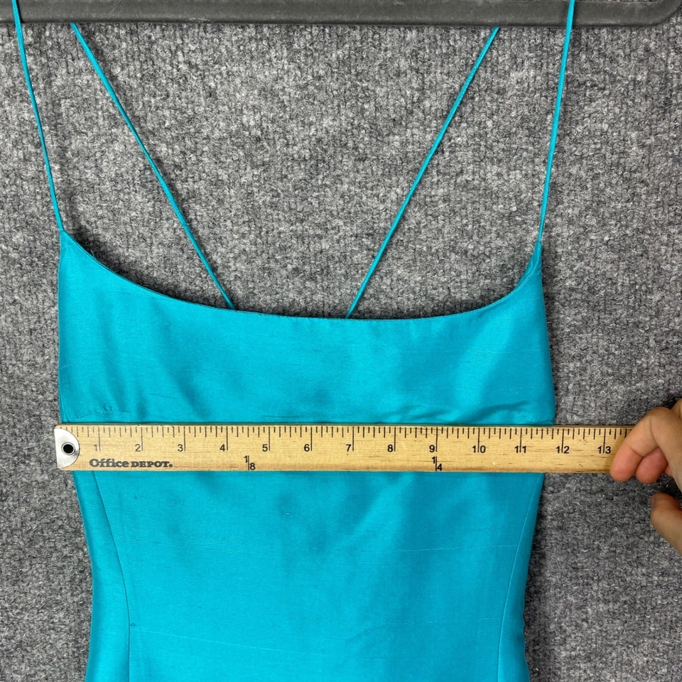 Mini Vestido Vintage Ralph Lauren 100% Seda Espalda Abierta Cóctel Turquesa Talla 6 Foto 4 de 4