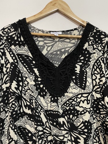 Millers Size 18 Women’s Top Blouse Black White Floral 3/4 Sleeve Stretch Casual - Bild 2 von 11