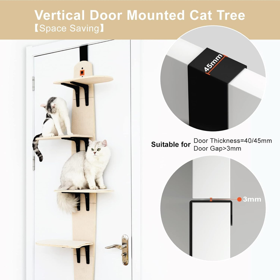 4Levels Door Hanging Cat Climber Door Mounted Vertical Cat Tree Tower