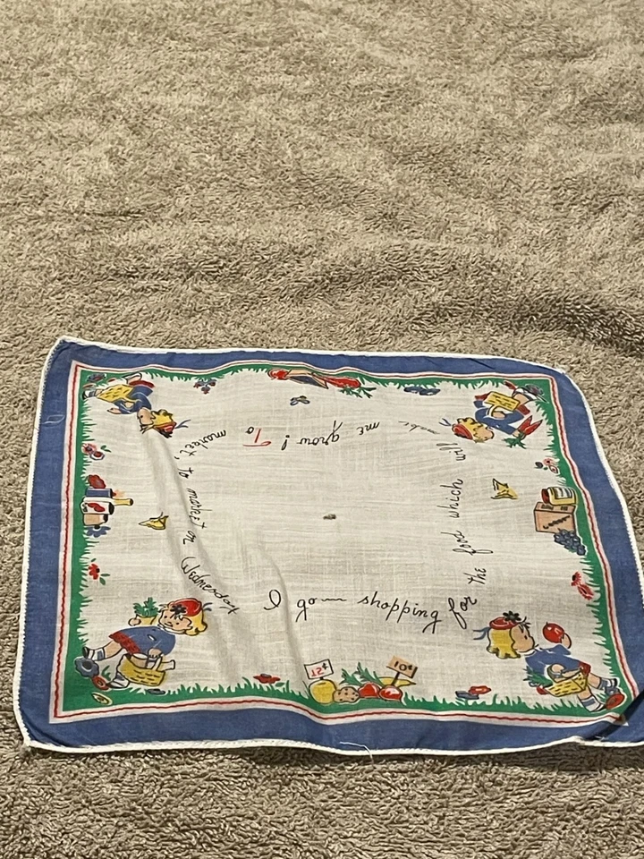 Lenço Girl to Market On Wednesday Hanky Blue Edge + Lamb Hanky como está - Imagem 2 de 4