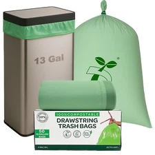 FPN Trash Bags 13 Gallon with Drawstring Durable & BPA Free Garbage Bags 50/Pack