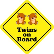 4.5in x 4.5in Boy Twins on Board Sticker Car Truck Vehicle Bumper Decal