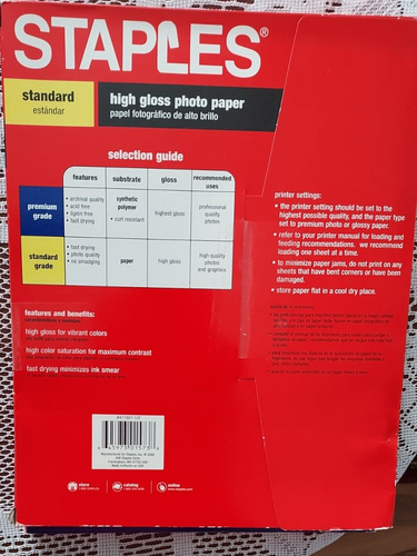 Set of 2 Staples High Gloss Photo Paper 8.5” X 11” Standard 26 Sheets #471861 - Picture 2 of 2
