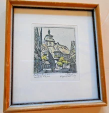 ORIGINAL KLEINGRAPHIK ROTHENBURG Von Foerster German Artist Signed Mini Etching